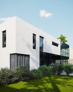 Modern house with rendering treatment